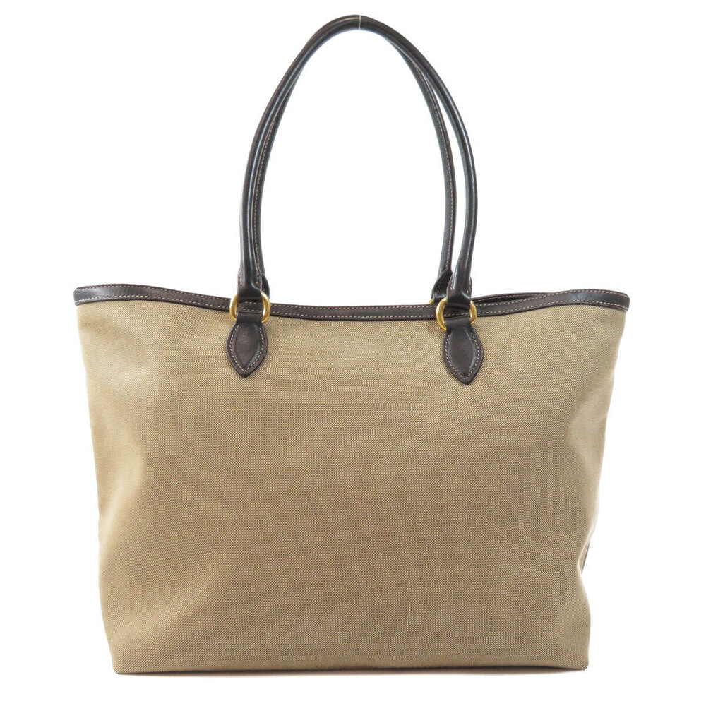 Prada Leather brown Tote beige Bag Canvas